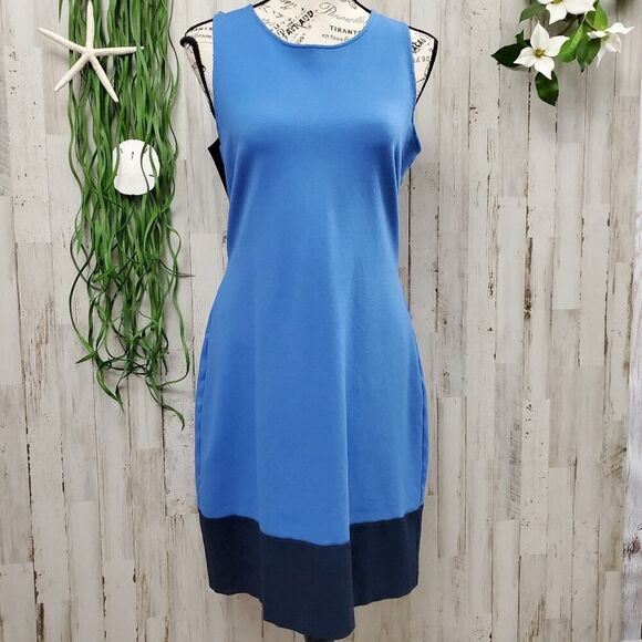 Kenneth Cole Sheath Dress Blue Black Size Large - Picture 1 of 8